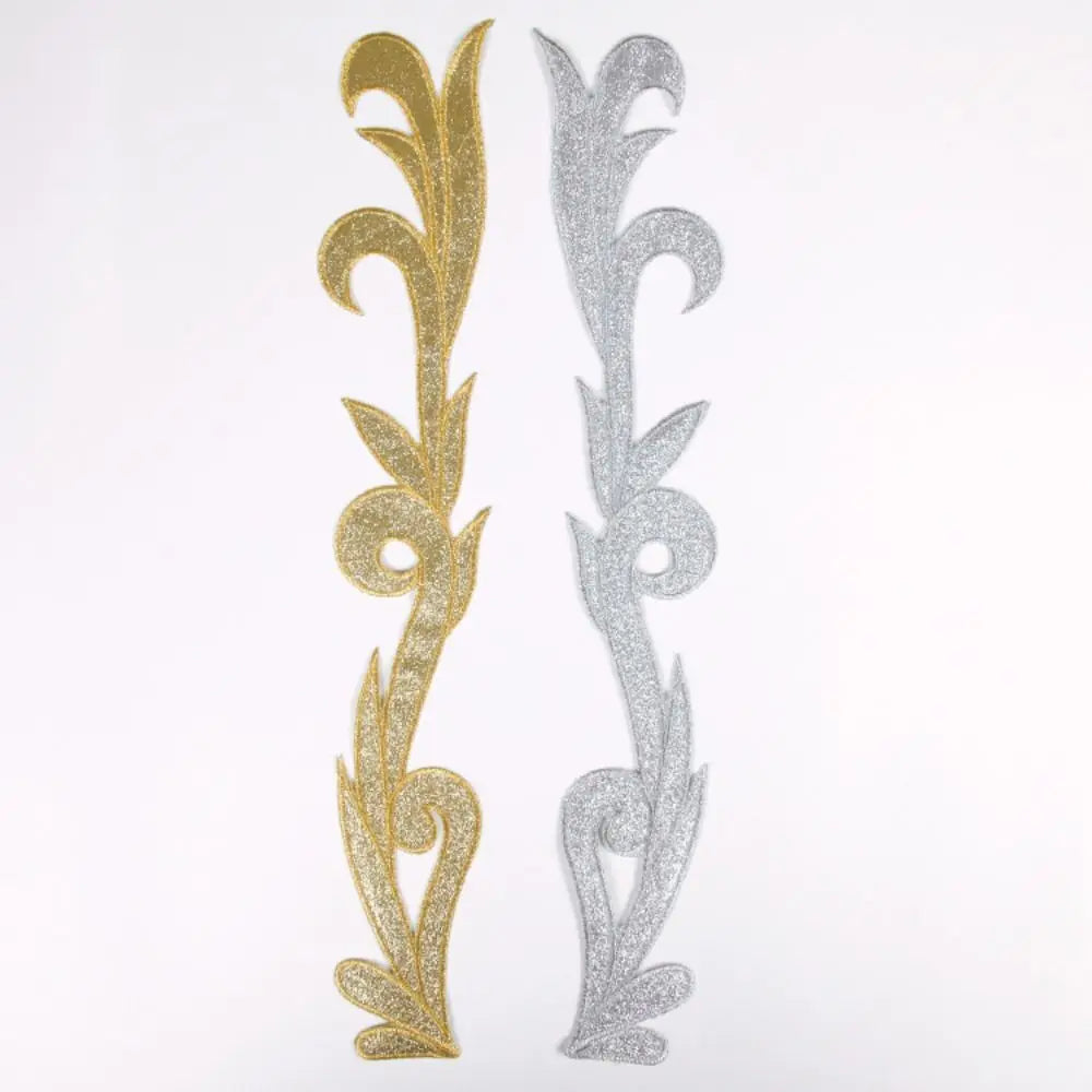 2-Piece Baroque Embroidery Applique Patch – Gold & Silver Sequin