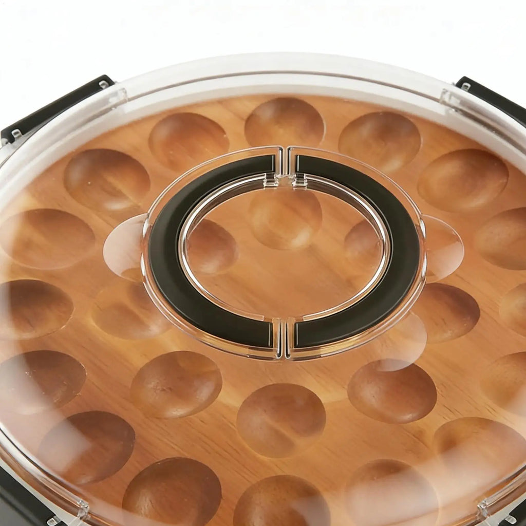 Wooden Deviled Egg Tray with Lid – 24-Slot Platter