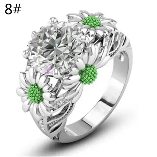 Women's Daisy Charm Silver-Plated Ring | Sizes 6–10