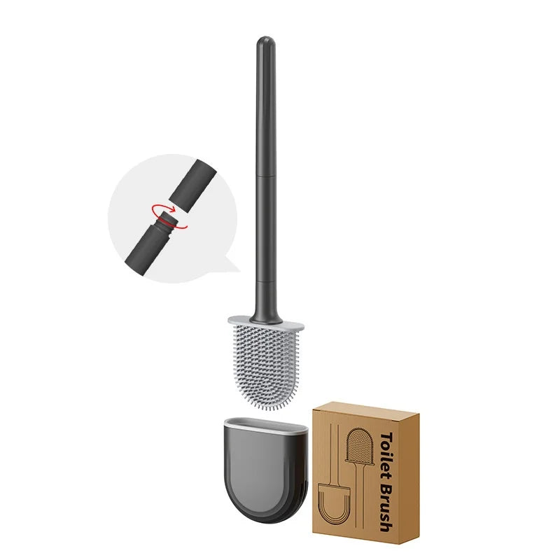 Silicone Wall-Mounted Long-Handle Toilet Brush | Eco-Friendly