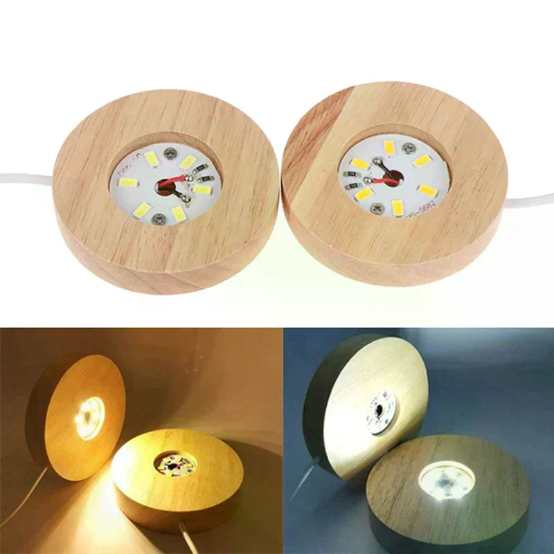 Wooden LED Light Display Base for Crystal Ball & Night Lamp