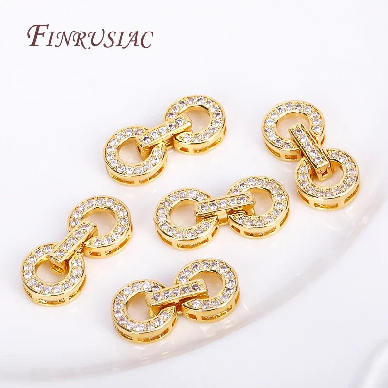 18K Gold Plated Zircon Round Clasp 11x24mm – DIY Jewelry
