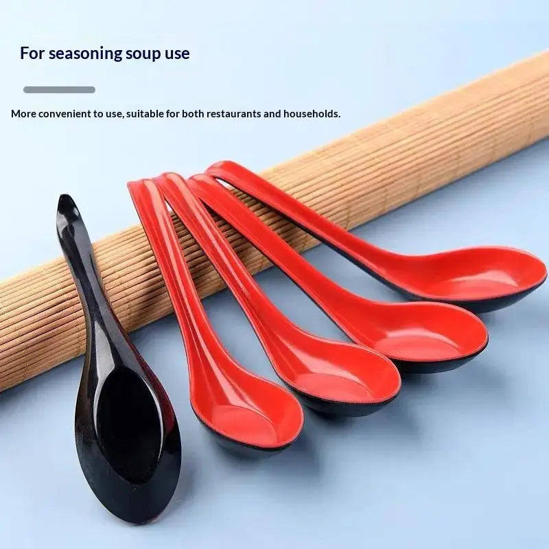 2pcs Japanese Ramen Soup Spoons Long Handle Melamine Drop-Resistant