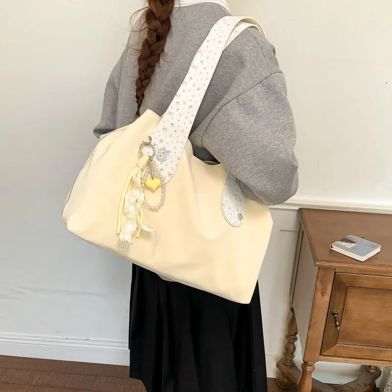 Korean-Style Large Tote Bag for Women | Nixie Oxford Shoulder Bag