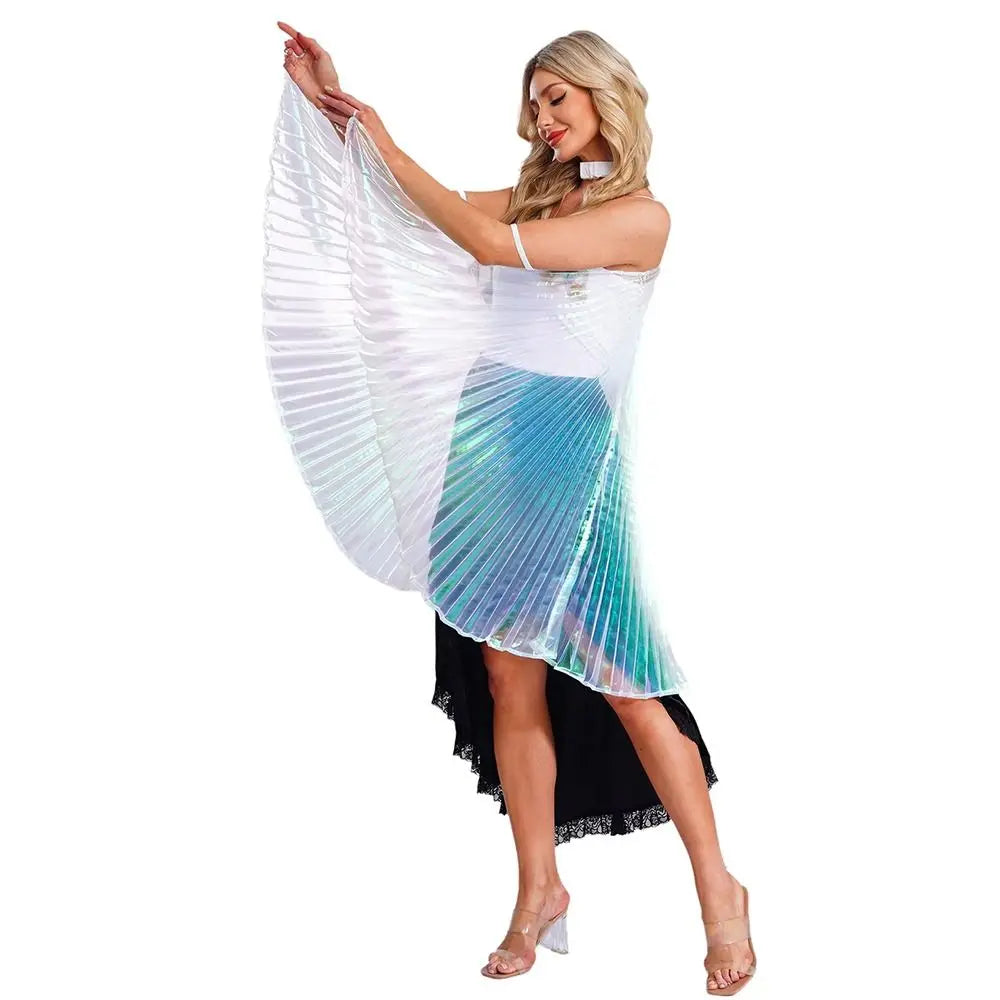 360° Belly Dancing Wings Shimmery Pleated Fairy Cape Cosplay
