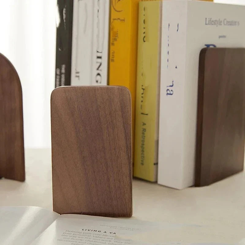 Walnut Wood Bookend Desktop Book Stand – Home Office Organizer