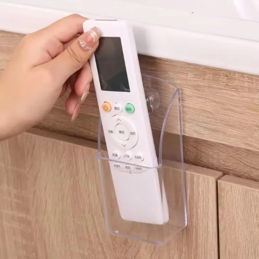 Wall Mount Remote Control Holder Transparent Storage Box