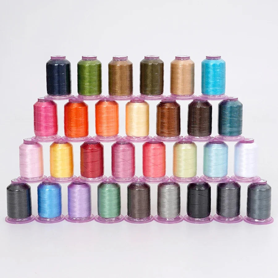 30-Color Embroidery Thread Set – 550 Yds/Spool Polyester