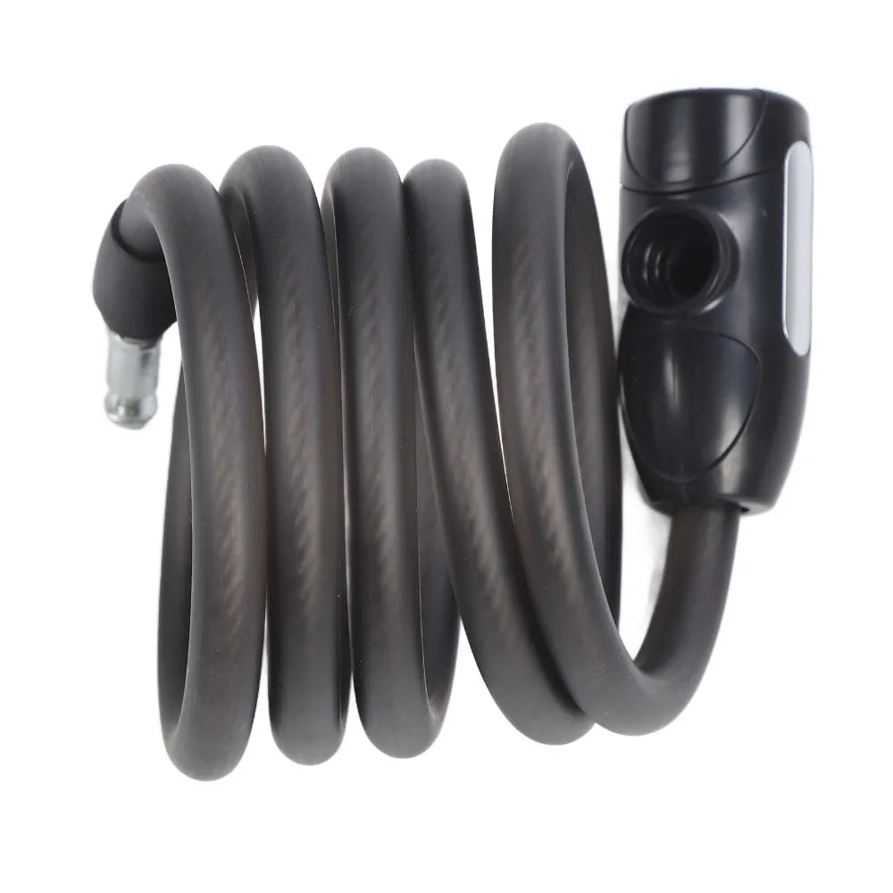 Coiled Bike Cable Lock PVC & Steel, Matte Black, 2 Keys – 4.9ft