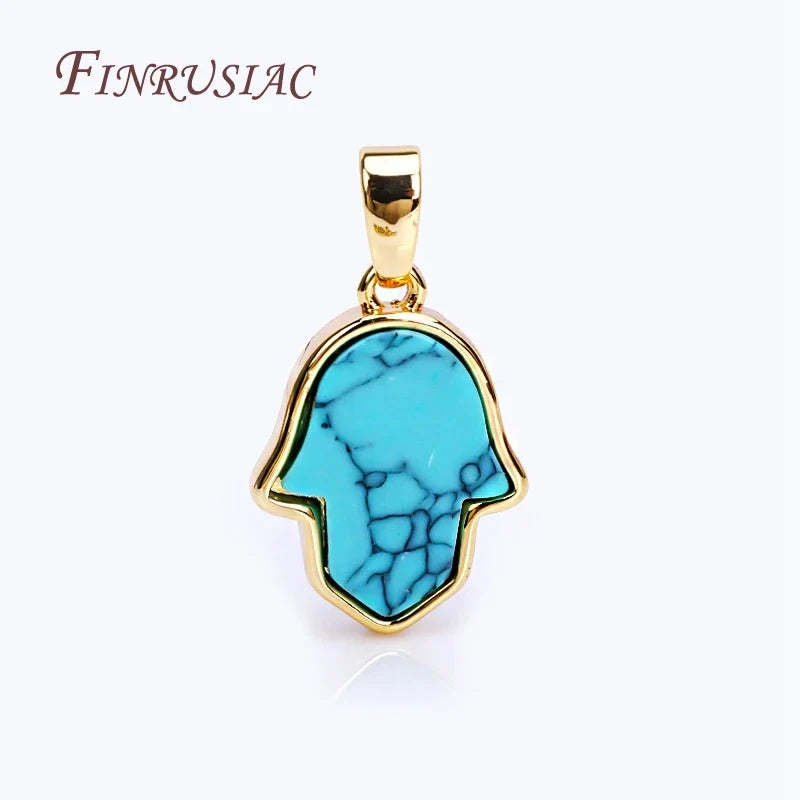 18K Gold Plated Turquoise Hamsa Charm Pendants | DIY Jewelry