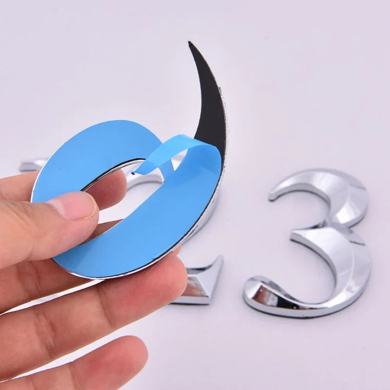 Self-Adhesive Chrome House Door Number Sign Sticker 7x4.5cm