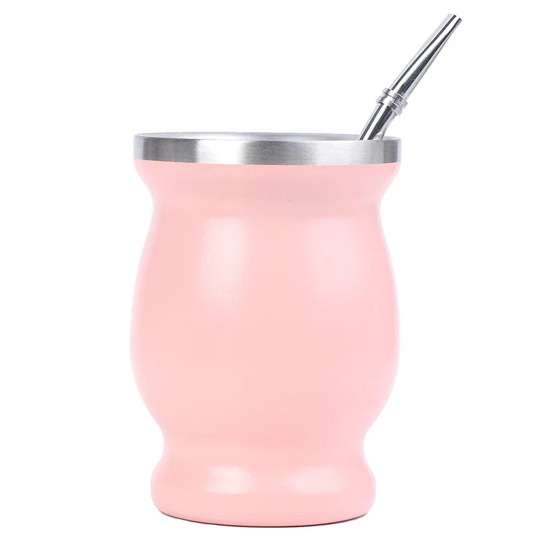 Stainless Steel Yerba Mate Gourd Cup 8oz Set with Bombillas
