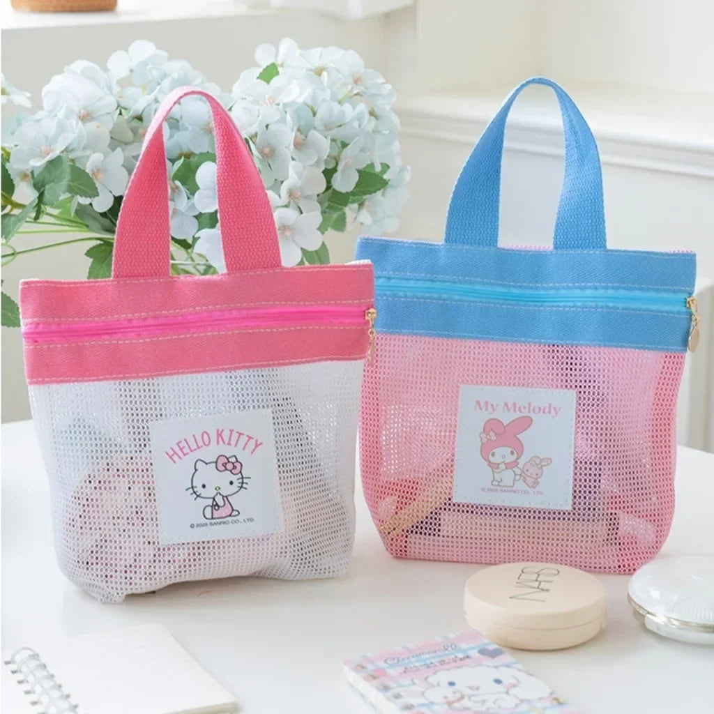 Hello Kitty Sanrio Mesh Tote Bag – Zipper Handbag Women & Kids