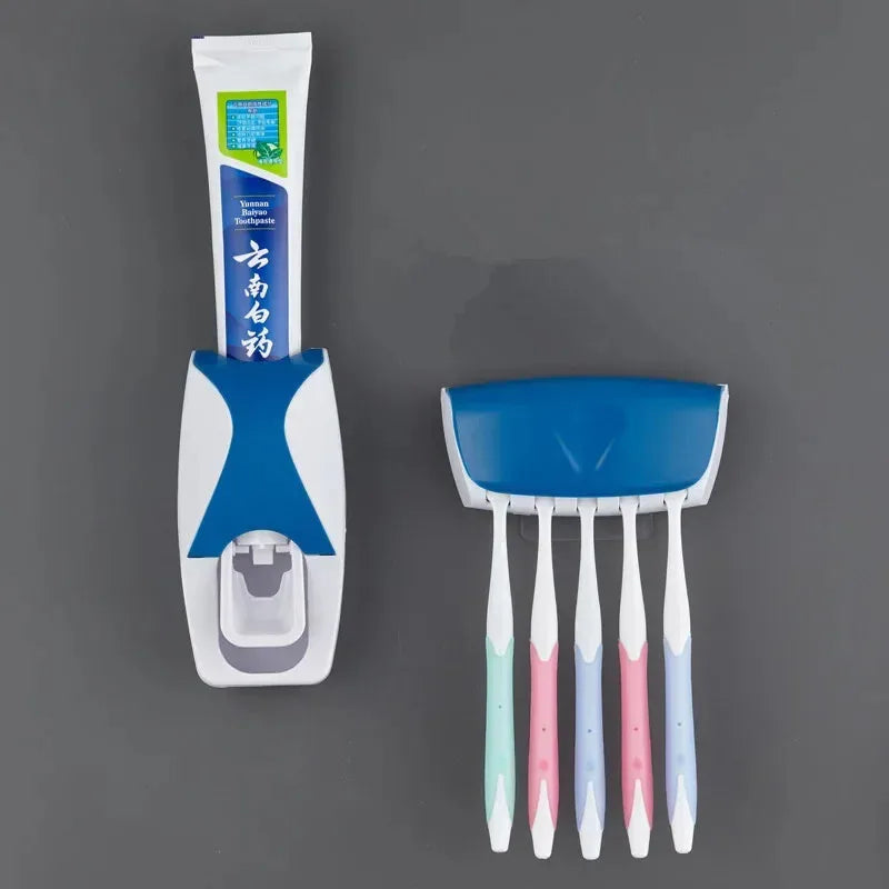Wall Mounted Toothbrush Holder & Toothpaste Dispenser Set