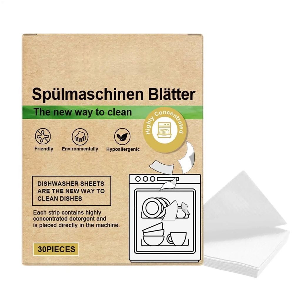 30pc Eco-Friendly Dishwasher Detergent Sheets | Natural Clean