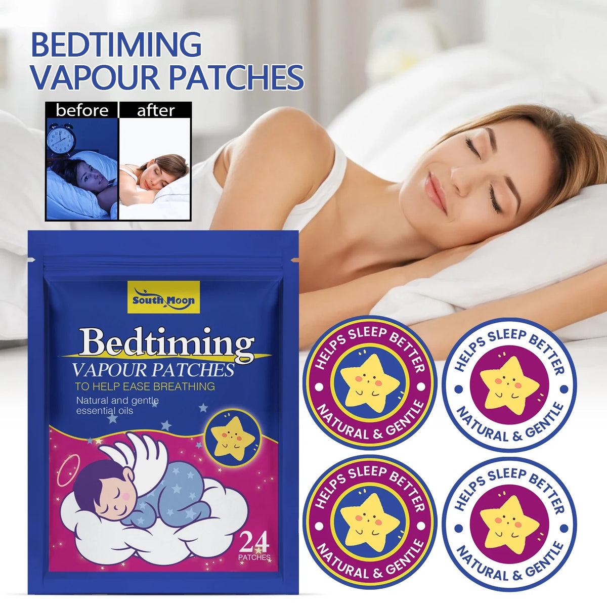 Nighttime Relaxation Patches – Essential Oil Sleep Stickers 24ct
