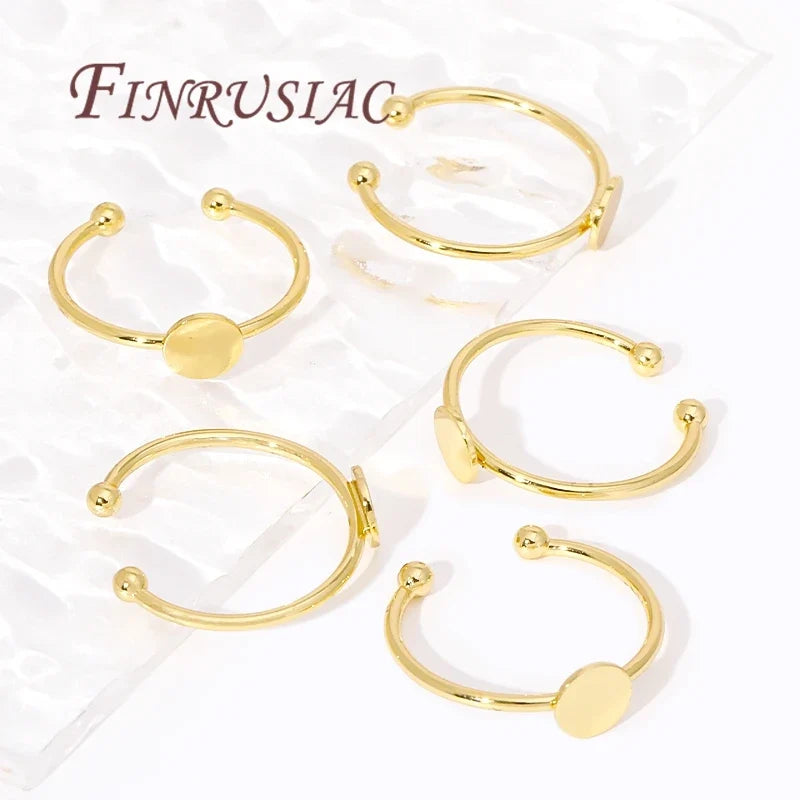 18K Gold Plated Adjustable Ring Blank Bezel – DIY Jewelry
