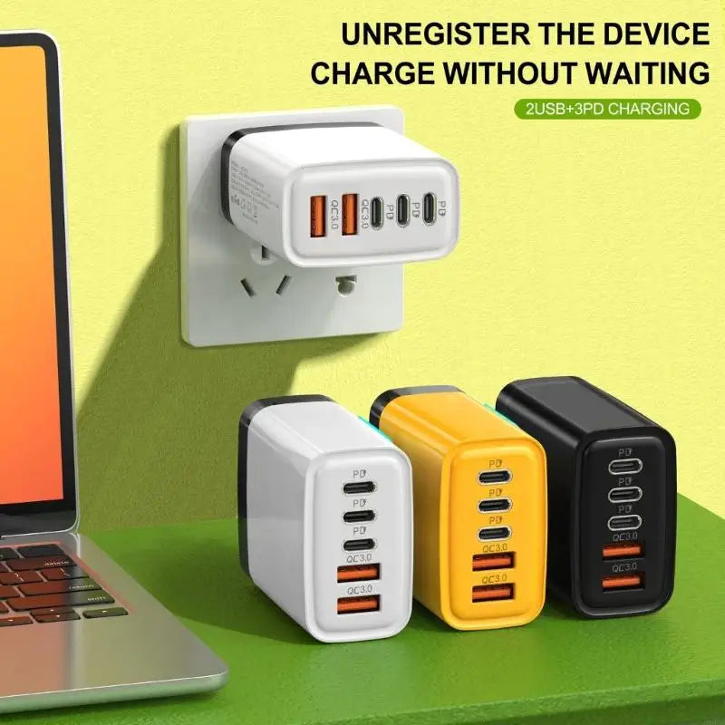 USB + 3-Port PD Fast Charging Hub with LED Indicator