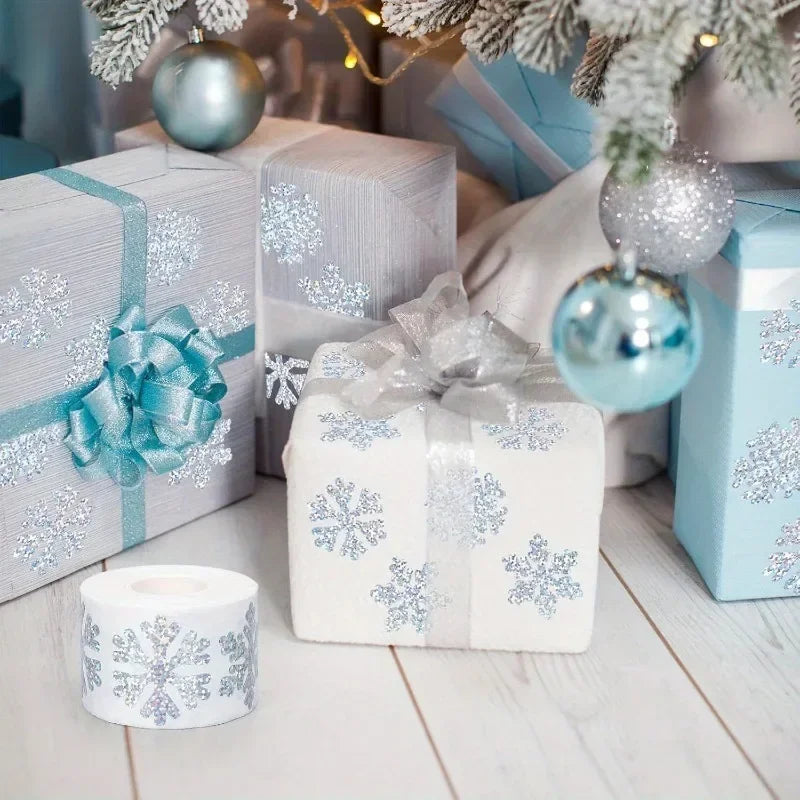 500PCS Laser Silver Snowflake Stickers Roll – Party & Envelope Seal