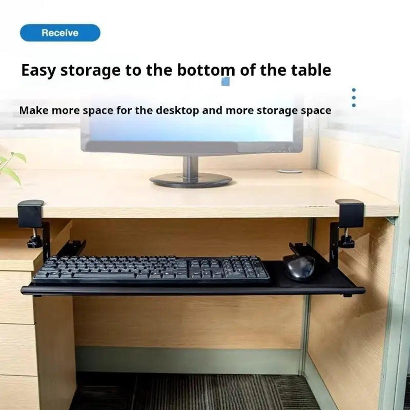 Under Desk Keyboard Tray – No-Drill Clamp Mount & Wrist Rest