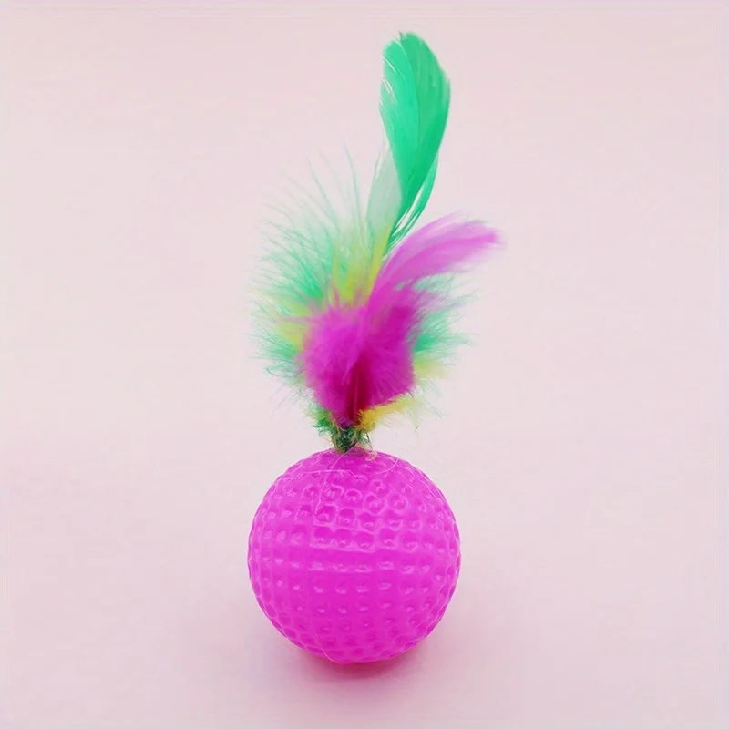 Sisal Scratching Ball Cat Toy with Feather – 1 or 5 Pcs
