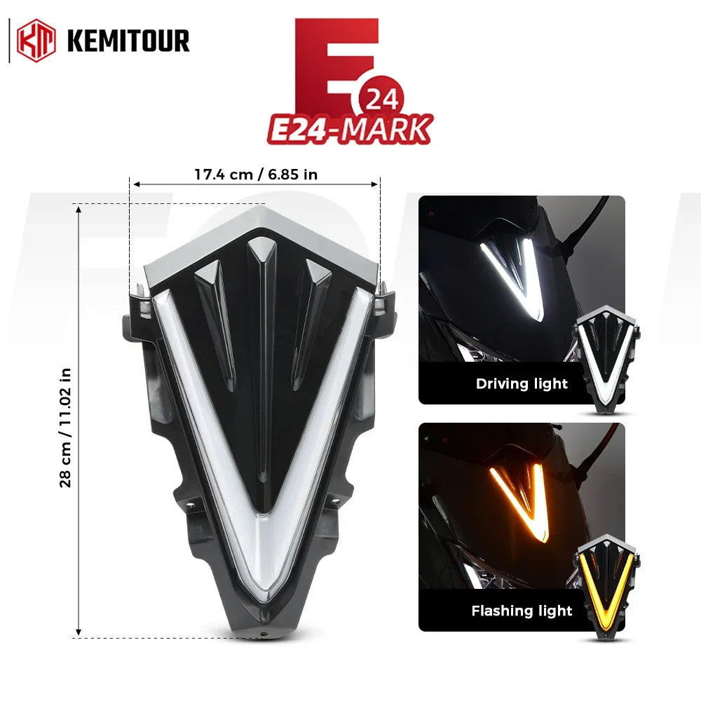 Yamaha TMAX 530 2015-2016 V-Shape LED DRL Front Lamp E-MARK