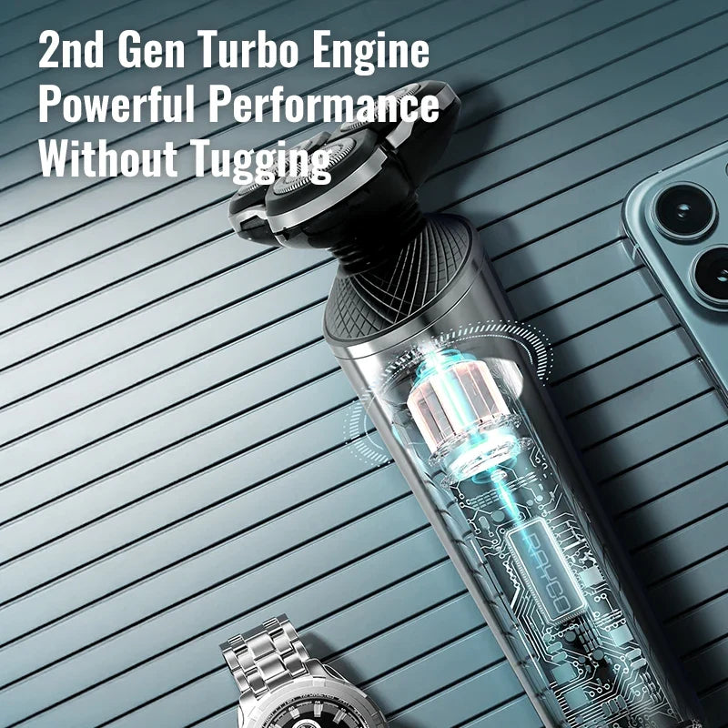 Triple Blade Rotary Electric Shaver for Men – IPX6 Washable