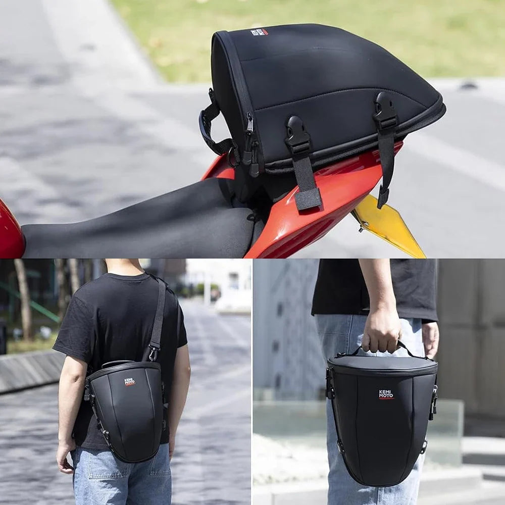 KEMITOUR 12.5L Waterproof Expandable Motorcycle Tail Saddle Bag