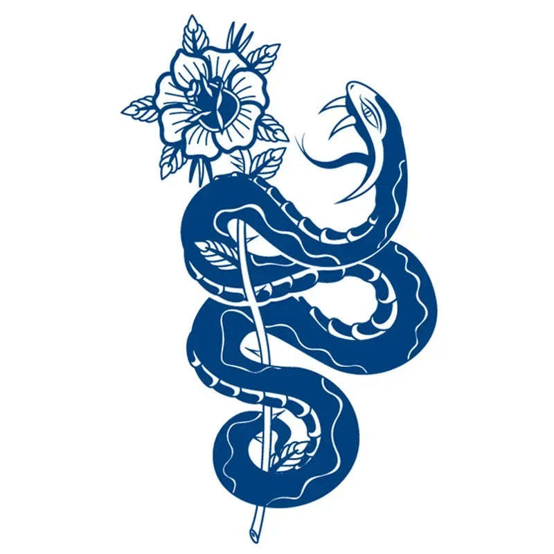 Blue Snake Temporary Tattoo Sticker – Waterproof Body Art