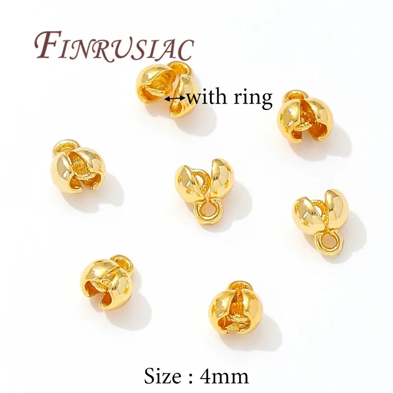 18K Gold Plated Crimp Beads & End Connectors – 4mm Findings