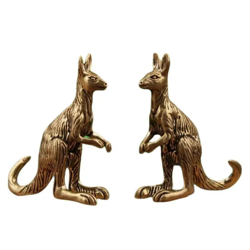 Vintage Solid Brass Kangaroo Figurine – Carved Desk Ornament
