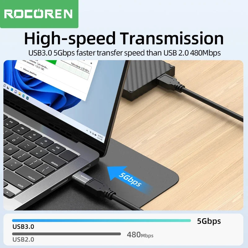 Rocoren USB-C to USB-A 3.0 OTG Adapter – MacBook & Android