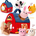 Plush Farm Barn Baby Toy Set – Montessori Sensory 6–12 Months