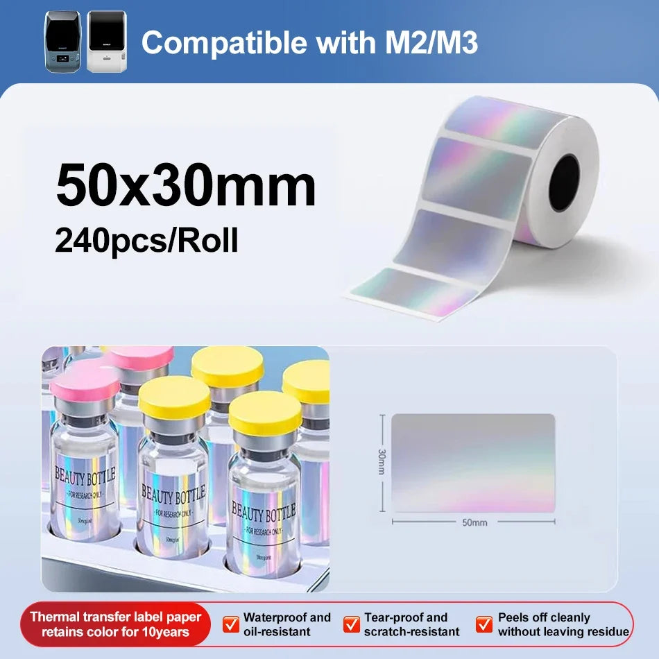 Niimbot M2/M3 Silver Thermal Transfer Label Stickers – Round & Square