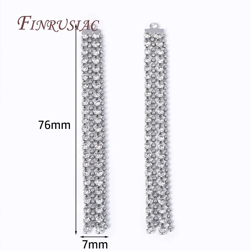 18K Gold Plated Rhinestone Tassel Pendant – DIY Earring Finding