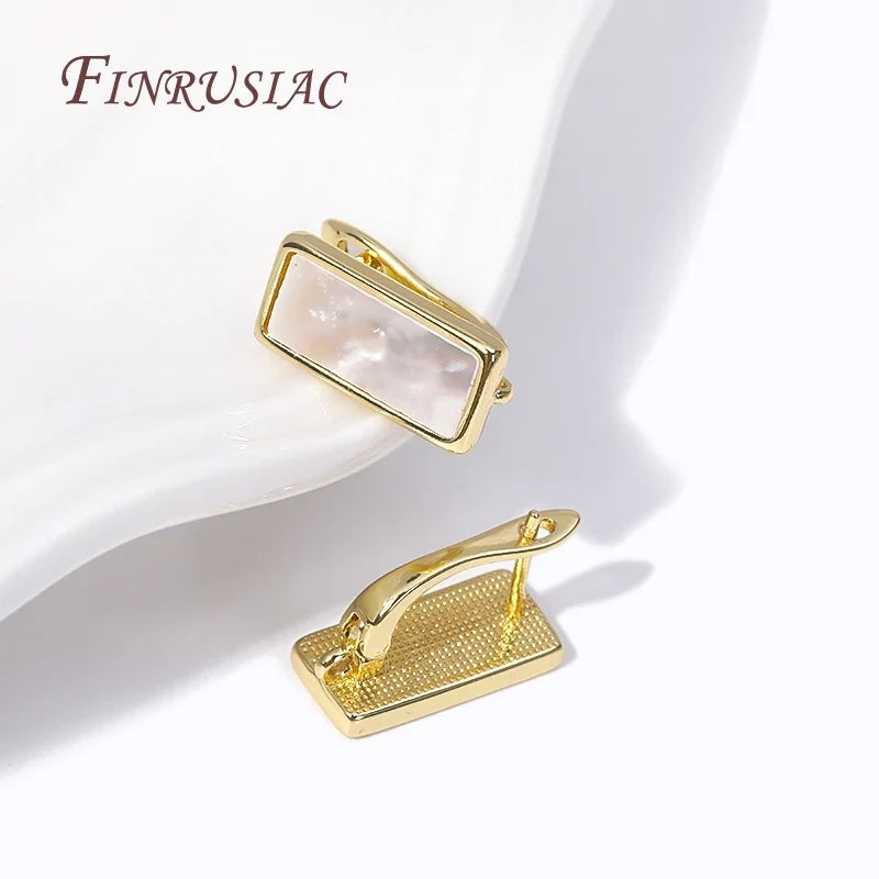 18K Gold Plated Shell Rectangle Earring Hooks for DIY Jewelry