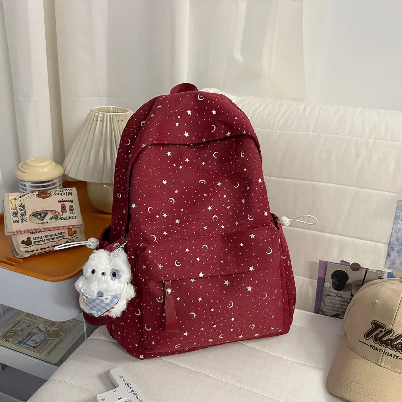 Korean Star & Moon Lightweight Campus Backpack 20–35L