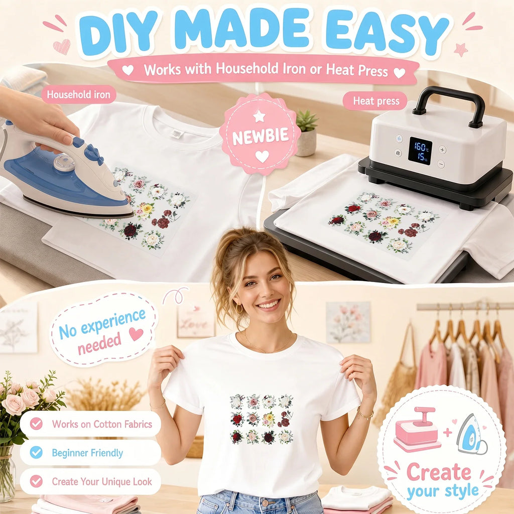 2Pcs Iron-On Heat Transfer Stickers – DIY Patches for Clothes