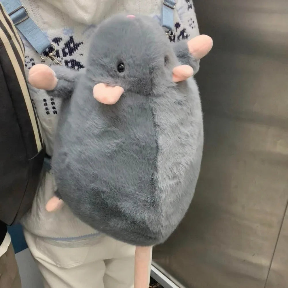 Cartoon Mouse Plush Backpack – Cute Stuffed Rat Doll Bag