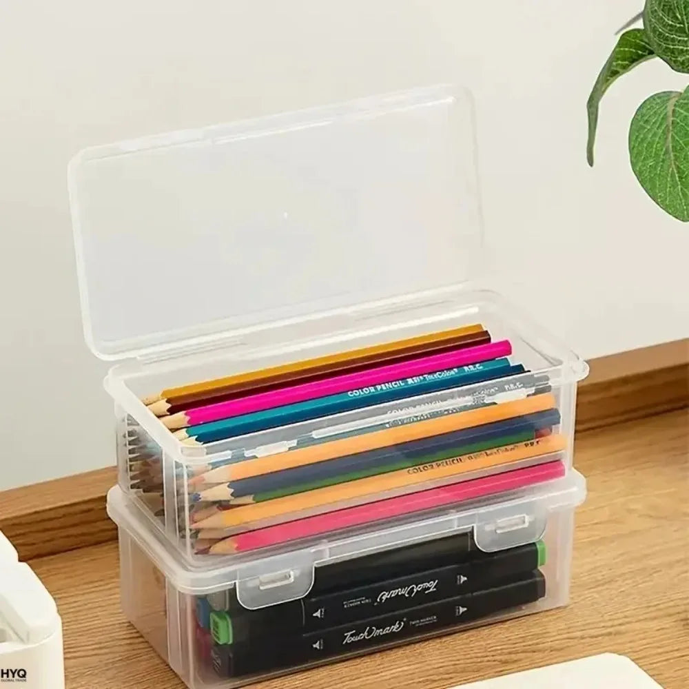 4Pcs Clear Plastic Storage Boxes with Lids – Desktop Organizer