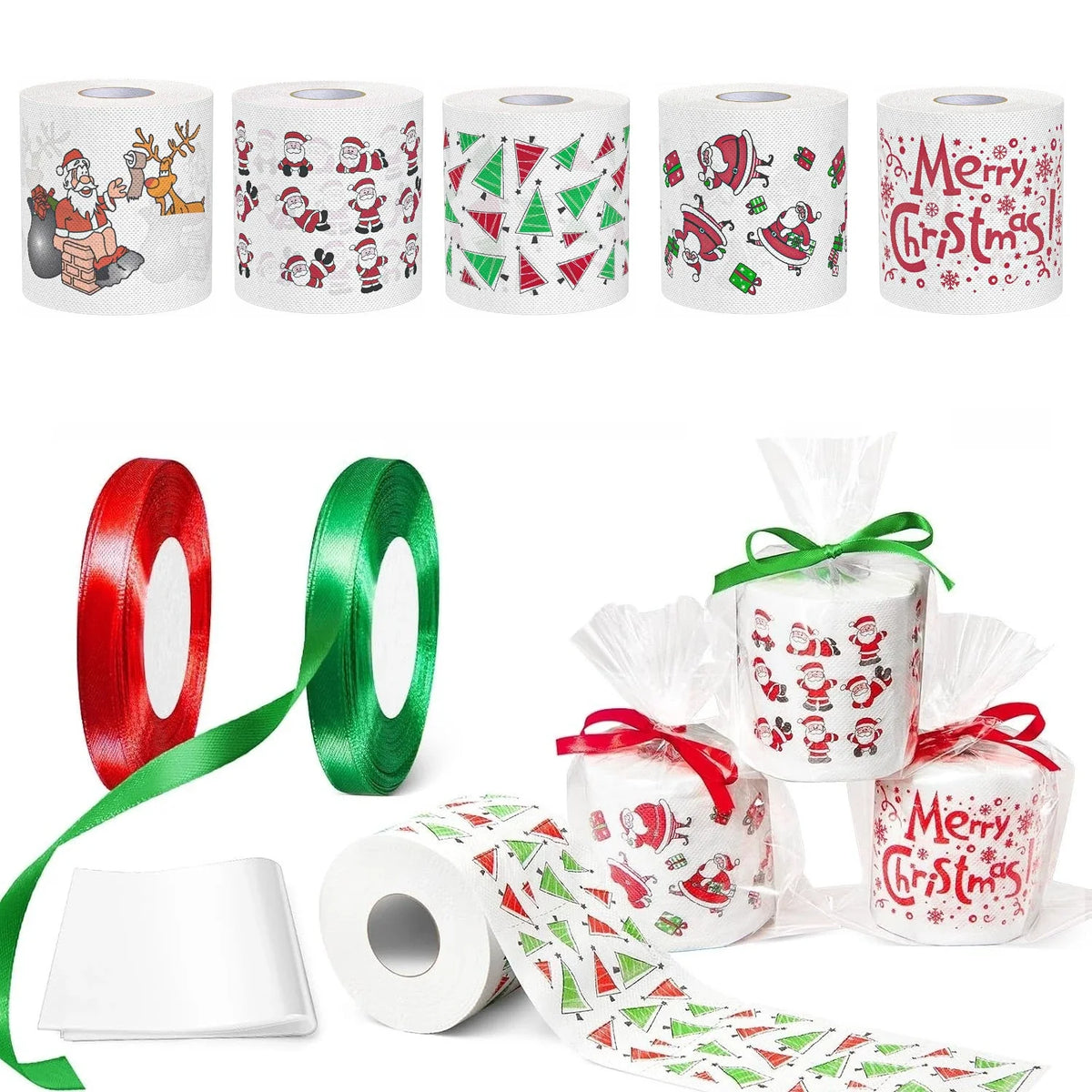 11PCS Santa Claus Toilet Paper Roll Set – Funny Christmas Gag Gift