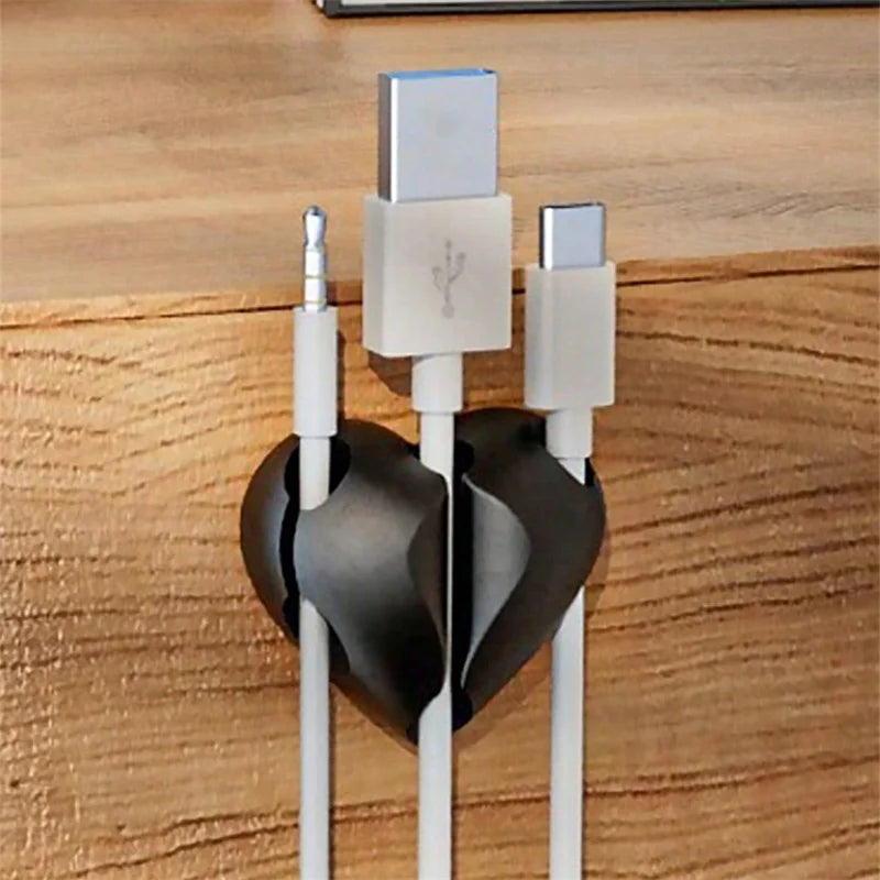 2pcs Heart-Shaped Cable Winder Clips – USB Cord Organizer