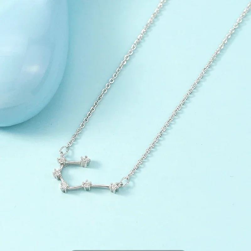 Zodiac Symbol Pendant Necklace – Minimalist Silver Collarbone