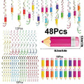 48pcs Colorful Pencil Swirl Decorations – Classroom & Party