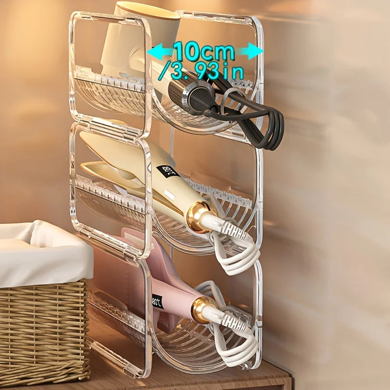 Clear Acrylic Hair Tool Organizer – Stackable Bathroom Storage