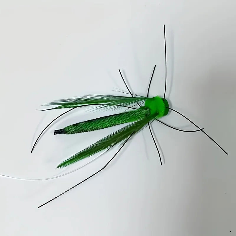 Green Grasshopper Cat Teaser Wand Replacement Head Toy
