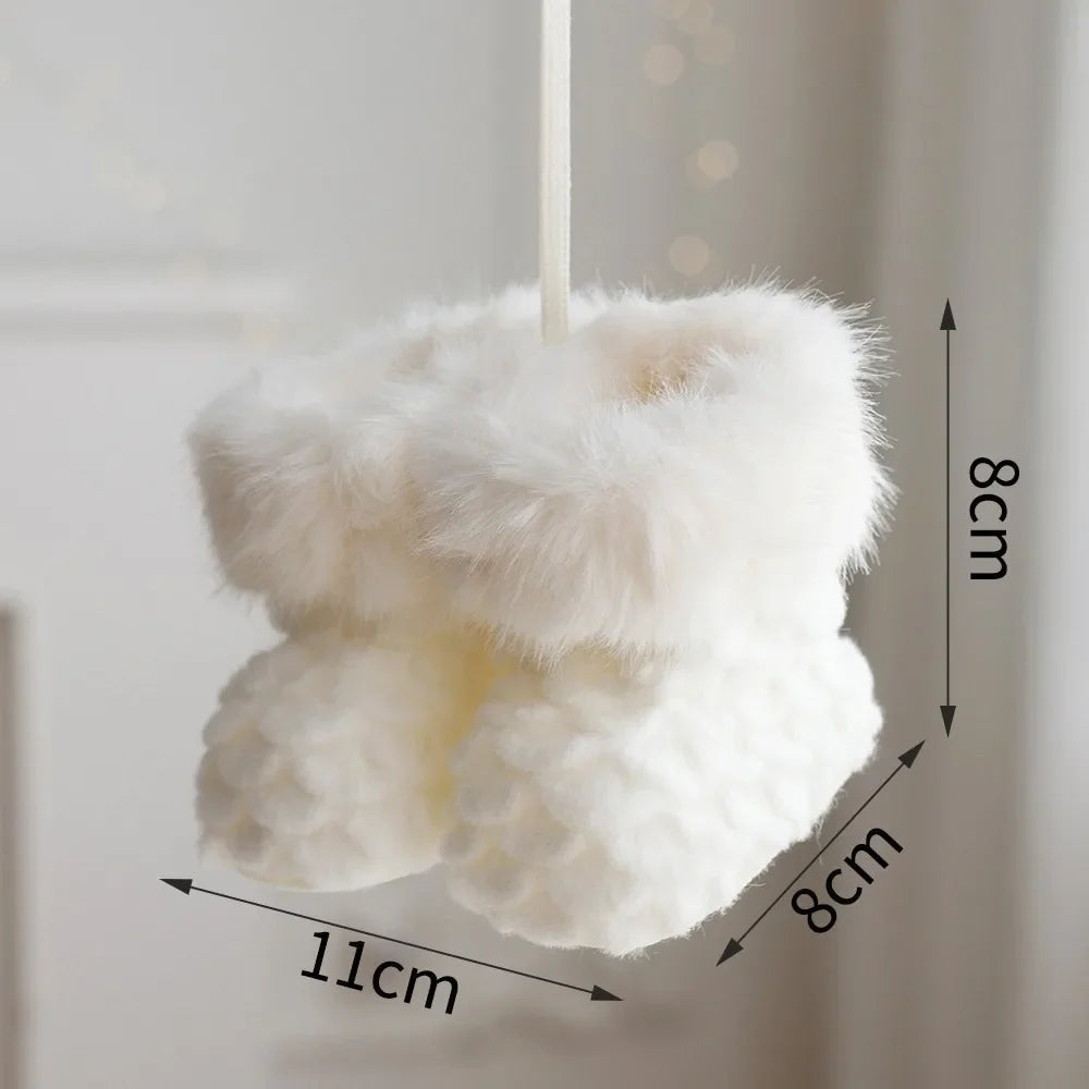 Knitted Christmas Boot Ornaments – Plush Mini Shoe Pendants