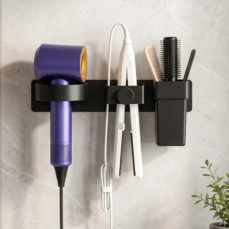 Wall Mount Hair Dryer Holder & Styling Tools Organizer Rack