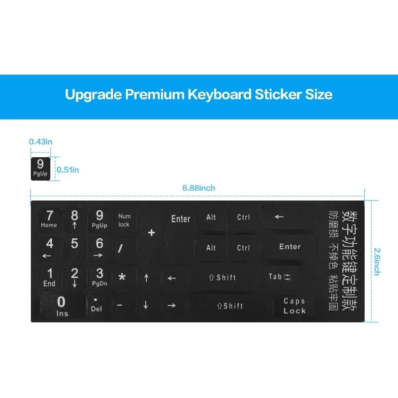 2PCS Matte Keyboard Number Stickers – Universal Numpad Covers