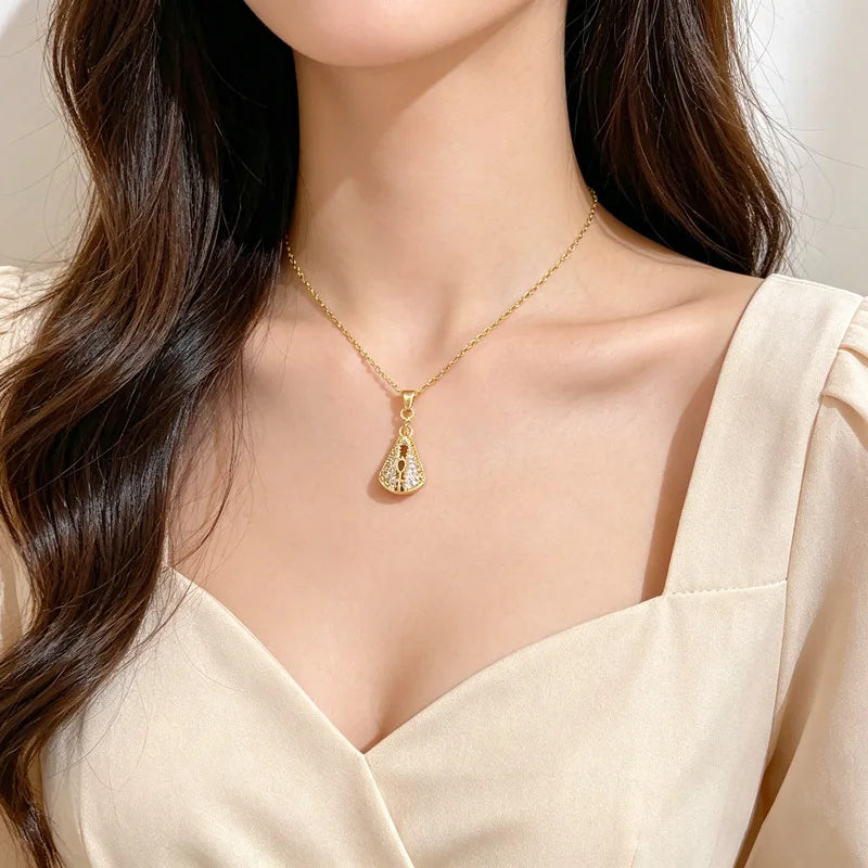 Geometric Pendant Necklace Gold Stainless Steel Clavicle Chain